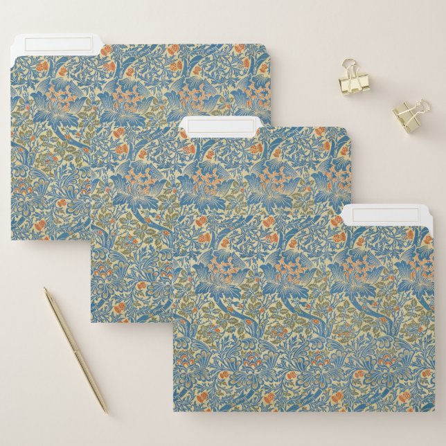 William Morris Rose & Thistle Floral Blue File Folder (Set)