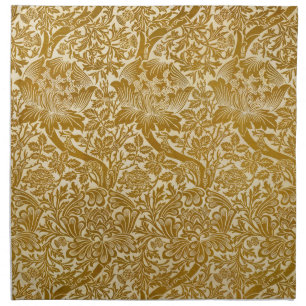 William Morris Rose & Thistle Floral Golden Cloth Napkin