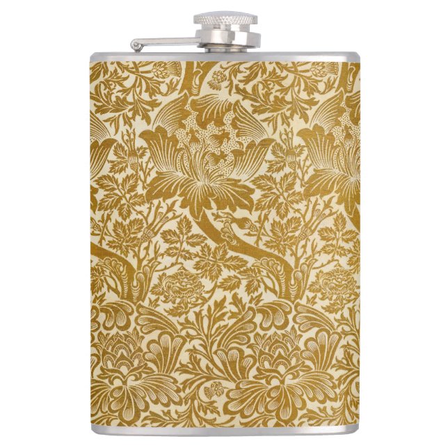 William Morris Rose & Thistle Floral Golden Flask (Front)