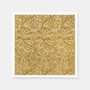 William Morris Rose & Thistle Floral Golden Napkins