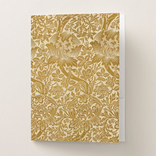 William Morris Rose & Thistle Floral Golden Pocket Folder (Front)