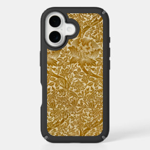 William Morris Rose & Thistle Floral Golden iPhone 16 Case