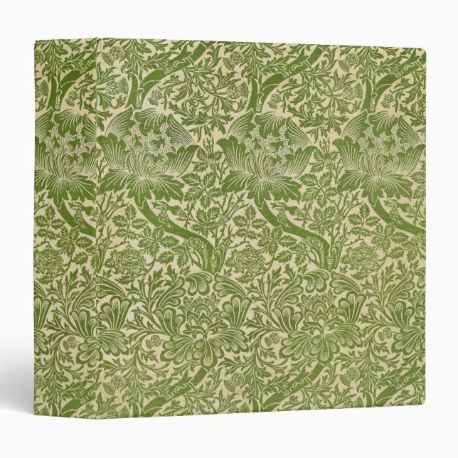William Morris Rose & Thistle Floral Green 3 Ring Binder (Front/Spine)