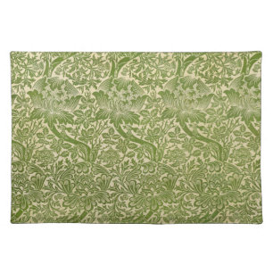 William Morris Rose & Thistle Floral Green Cloth Placemat