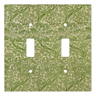 William Morris Rose & Thistle Floral Green Light Switch Cover