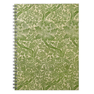 William Morris Rose & Thistle Floral Green Notebook