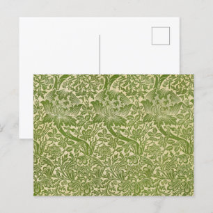 William Morris Rose & Thistle Floral Green Postcard