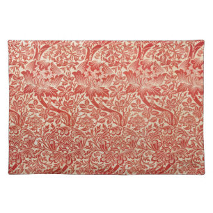 William Morris Rose & Thistle Floral Red Cloth Placemat