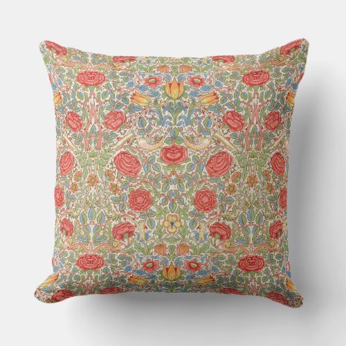 William Morris Rose Throw Pillow