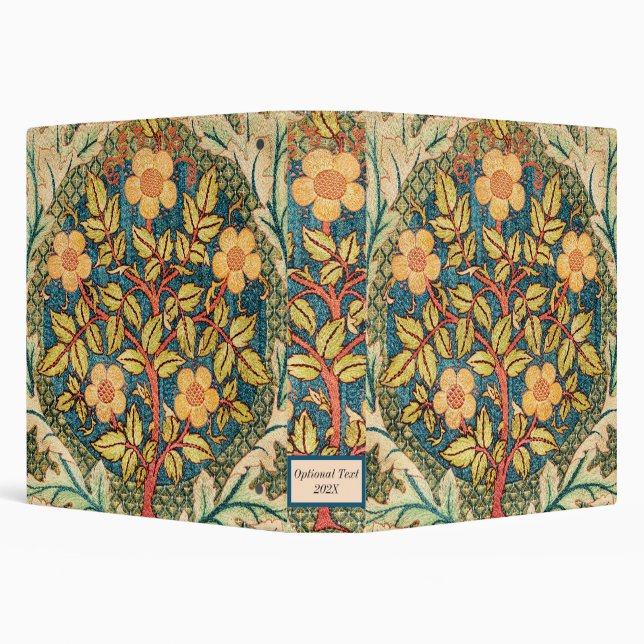 William Morris Rose Wreath  3 Ring Binder (Background)