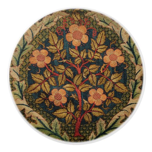 William  Morris  Rose Wreath Ceramic Knob