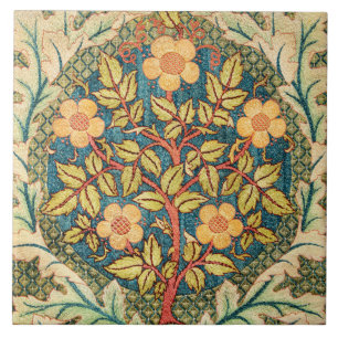 William Morris Rose Wreath Ceramic Tile