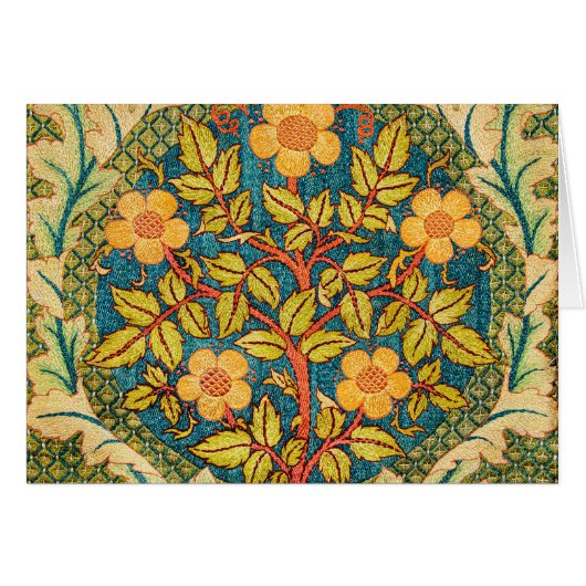 William Morris Rose Wreath: Classic Arts & Crafts  (Front Horizontal)