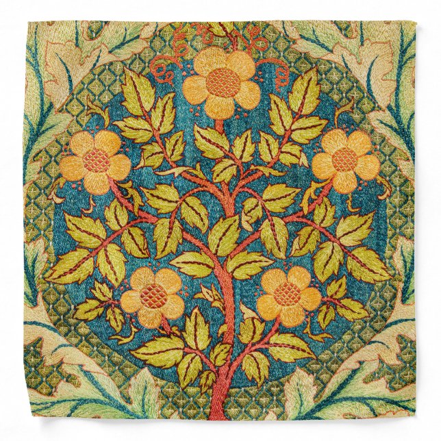 William Morris Rose Wreath: Classic Arts & Crafts  Bandana (Front)