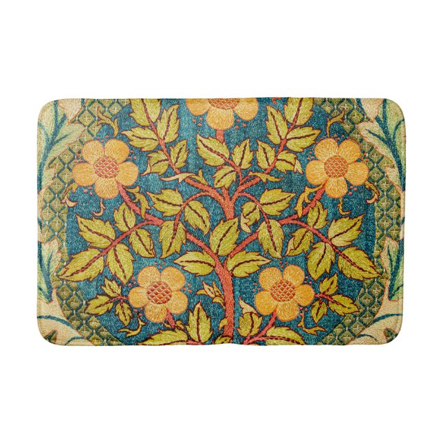 William Morris Rose Wreath: Classic Arts & Crafts  Bath Mat (Front)