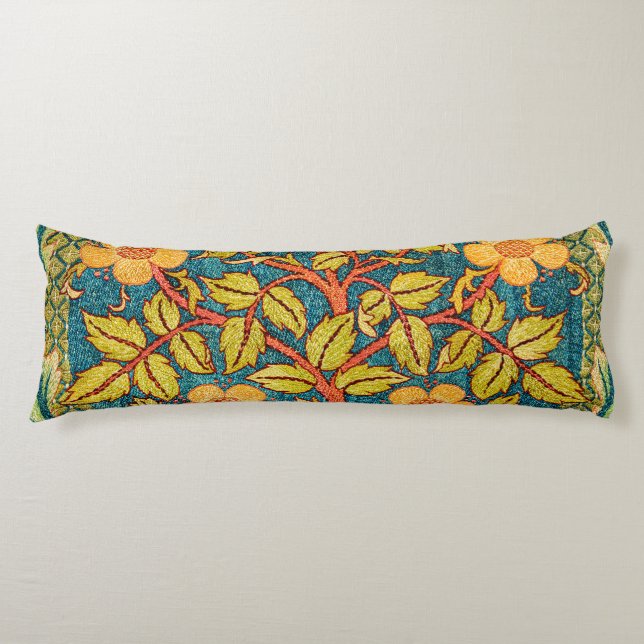 William Morris Rose Wreath: Classic Arts & Crafts  Body Pillow (Front)