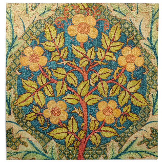 William Morris Rose Wreath: Classic Arts & Crafts  Cloth Napkin (Front)
