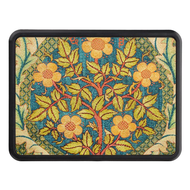 William Morris Rose Wreath: Classic Arts & Crafts  Hitch Cover (Front)