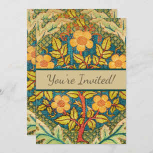 William Morris Rose Wreath: Classic Arts & Crafts  Invitation