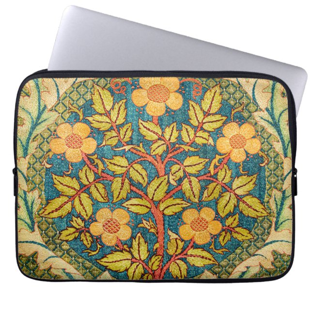 William Morris Rose Wreath: Classic Arts & Crafts  Laptop Sleeve (Front)
