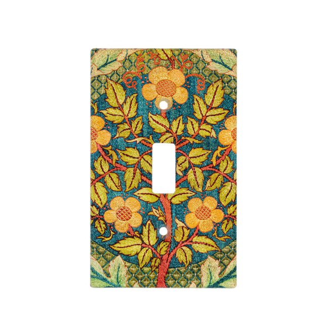 William Morris Rose Wreath: Classic Arts & Crafts  Light Switch Cover (Front)