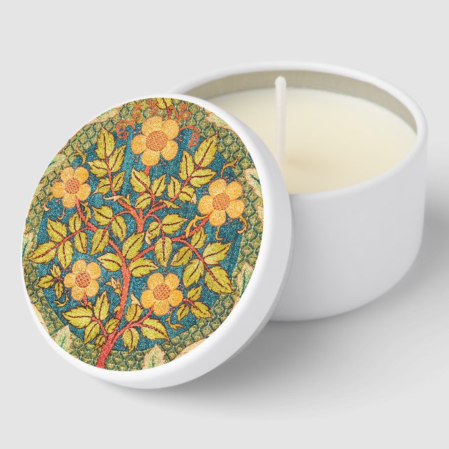 William Morris Rose Wreath: Classic Arts & Crafts  Mini Candle Favors (Corner)