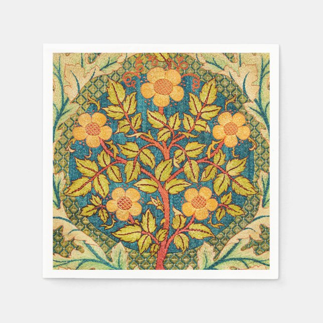 William Morris Rose Wreath: Classic Arts & Crafts  Napkins (Front)