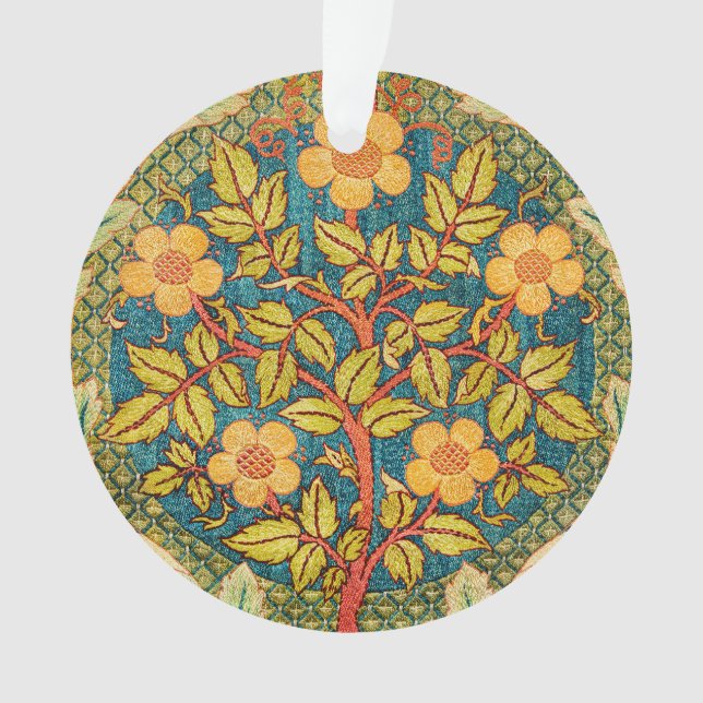 William Morris Rose Wreath: Classic Arts & Crafts  Ornament (Front)