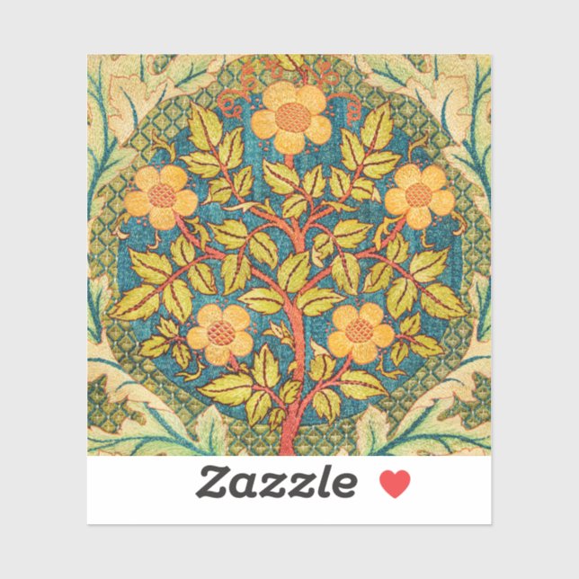 William Morris Rose Wreath: Classic Arts & Crafts  Sticker (Sheet)