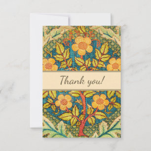 William Morris Rose Wreath: Classic Arts & Crafts  Thank You Card