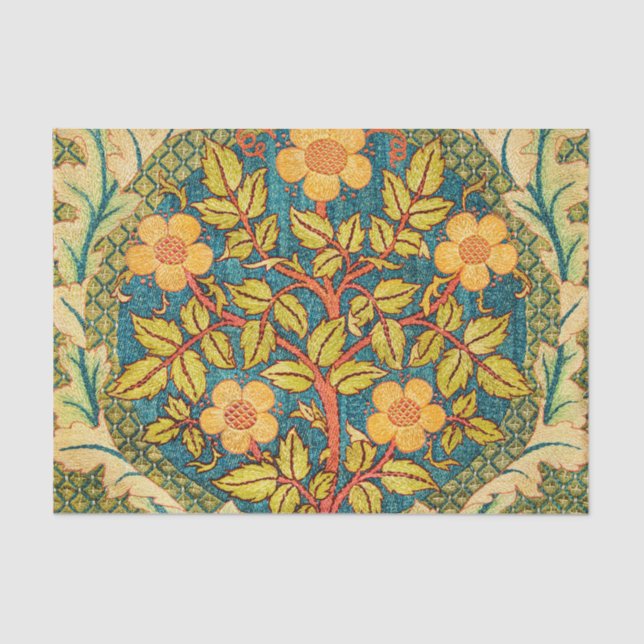 William Morris Rose Wreath: Classic Arts & Crafts  Tissue Paper (Front)