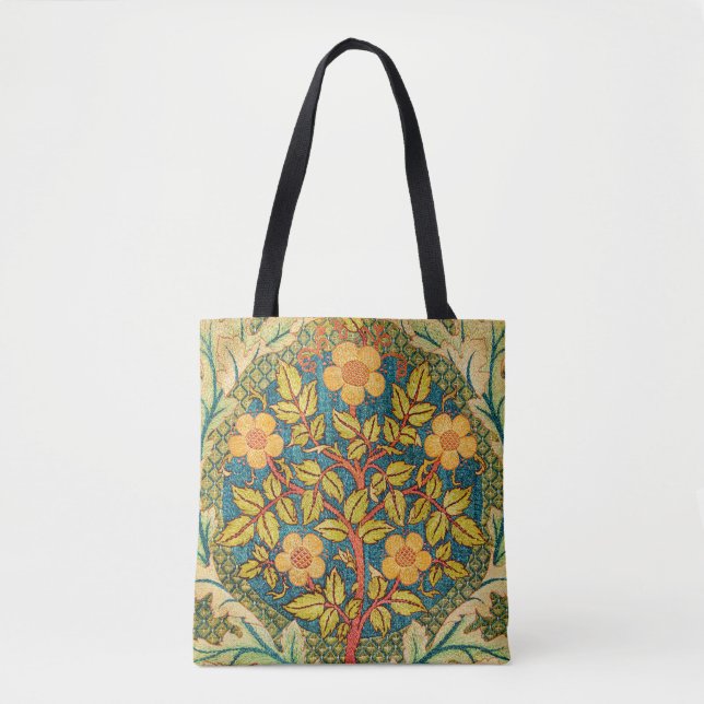 William Morris Rose Wreath: Classic Arts & Crafts  Tote Bag (Front)