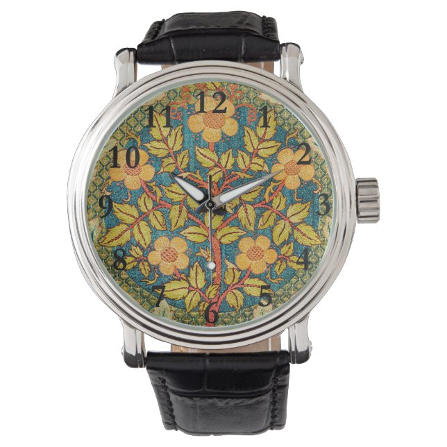 William Morris Rose Wreath: Classic Arts & Crafts  Watch (Front)
