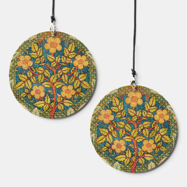 William Morris Rose Wreath: Classic Arts & Crafts  Wind Chime (Front & Back)