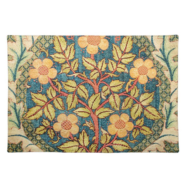 William Morris Rose Wreath Cloth Placemat (Front)