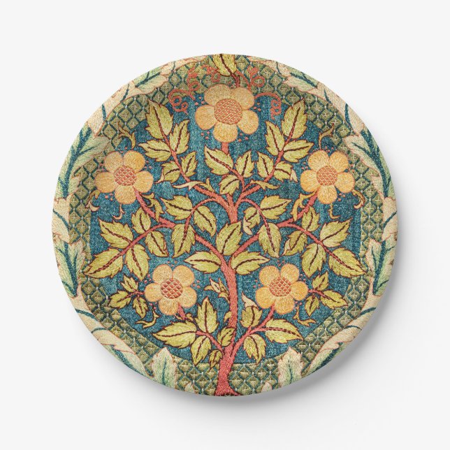 William Morris Rose Wreath  Paper Plates (Front)