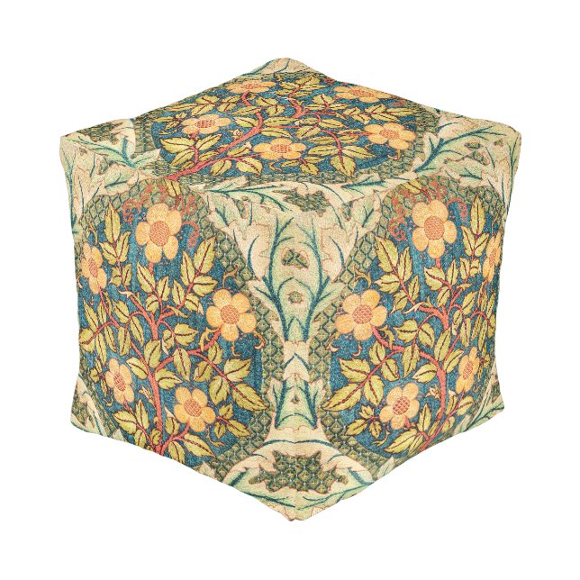 William Morris Rose Wreath  Pouf (Angled Front)