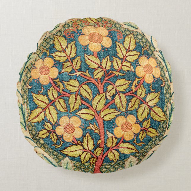 William Morris Rose Wreath  Round Pillow (Front)