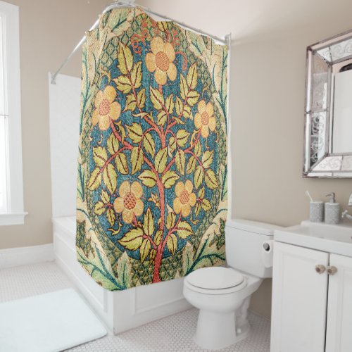 William Morris Rose Wreath  Shower Curtain