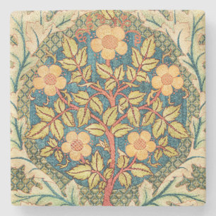 William Morris Rose Wreath  Stone Coaster