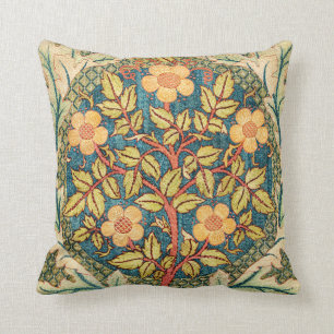 William Morris Rose Wreath Throw Pillow