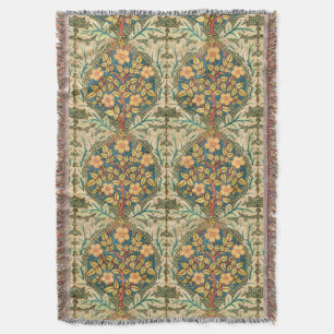 William Morris Rose Wreath (Tiled) Throw Blanket