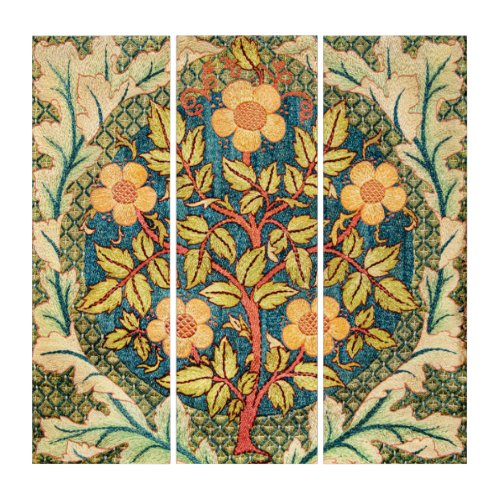 William Morris Rose Wreath Triptych