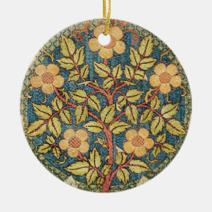William Morris Rose Wreath Vintage Floral Art Ceramic Ornament