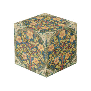 William Morris Rose Wreath Vintage Floral Art Cube