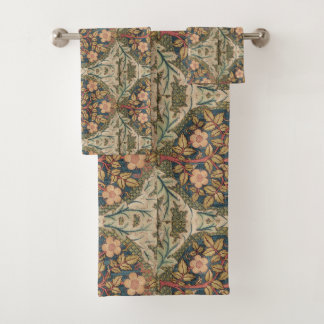 William Morris Rose Wreath Vintage Flowering Rose  Bath Towel Set