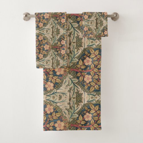 William Morris Rose Wreath Vintage Flowering Rose  Bath Towel Set