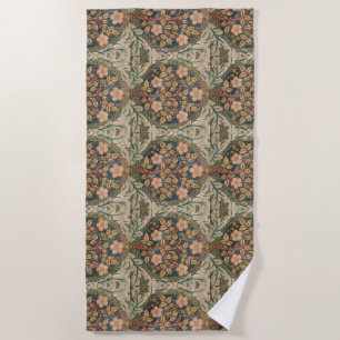 William Morris Rose Wreath Vintage Flowering Rose Beach Towel