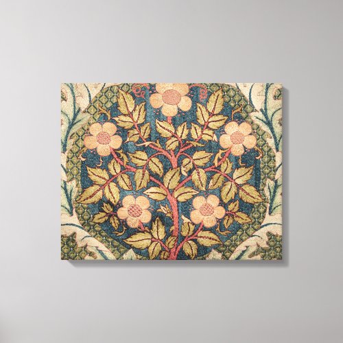 William Morris Rose Wreath Vintage Flowering Rose  Canvas Print