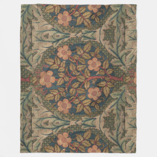 William Morris Rose Wreath Vintage Flowering Rose Fleece Blanket